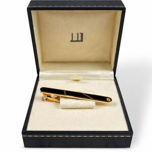 Dunhill Vintage Black Gold Tie Clip Elegant Designer Bar Formal Luxury